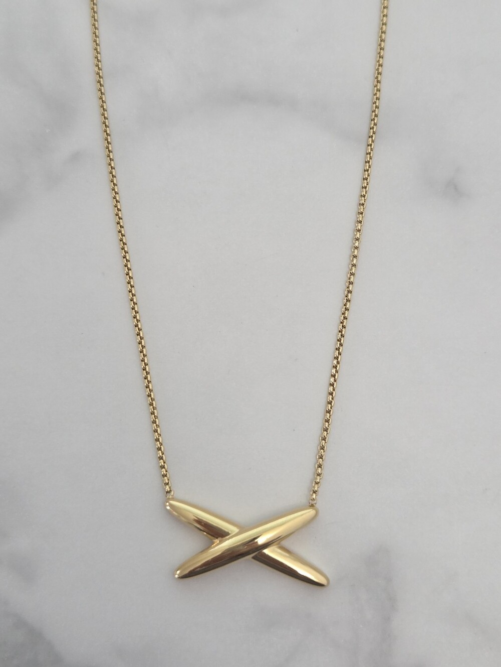 Gold Crisscross X Pendant Necklace Dainty Minimalist Chain Jewelry - Picture 9 of 16